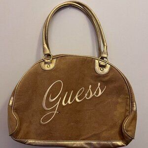 Guess Vintage Tan and Gold Shoulder Bag